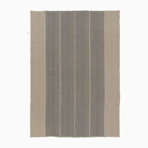 Beigefarbener Kelim mit grauen Strukturstreifen von Rug&Kilim