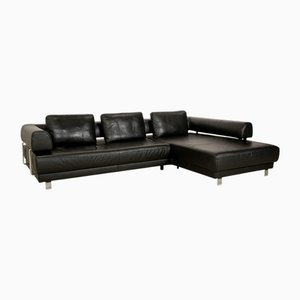 Brand Face Corner Sofa in Black Leather from Ewald Schillig