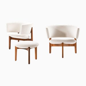 Sven Ellekær zugeschriebene Sessel und Fußhocker aus Palisander für Christian Linneberg, 1962, 3er Set