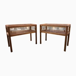 Vetrine Art Déco in mogano con ante scorrevoli, anni '60, set di 2