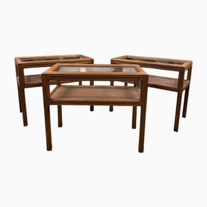 Art Deco Style Display Cabinets in Solid Mahogany, 1960s, Set of 3