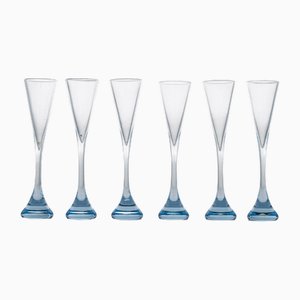 Vasos de cristal de R. Rigot para Baccarat, Nancy, France, años 80. Juego de 6