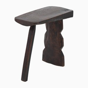 Sgabello vintage rustico in legno, anni '50