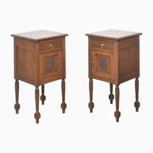 Oak Bedside Cabinets, Set of 2
