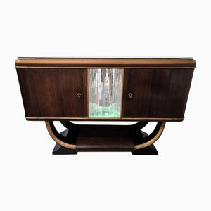 Mobile bar Mid-Century Art Déco in legno di noce e mosaico a specchio di Paolo Buffa, Italia, anni '40