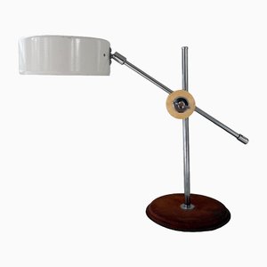 Braune Mid-Century Schreibtischlampe aus Leder & Chrom, Anders Pehrson zugeschrieben für Ateljé Lyktan, Schweden, 1970er