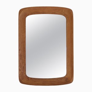 Skulpturaler Mid-Century Modern Wandspiegel aus gebeizter Eiche & Glas von Glas & Trä, 1959