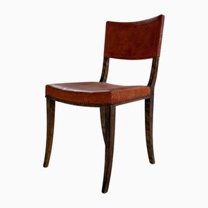 Schwedischer Art Deco Stuhl aus Kiefernholz & Leder von Carl Bergsten, 1929