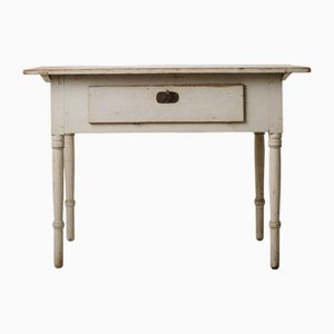 Swedish Folk Art Country House Side Table with Drawer