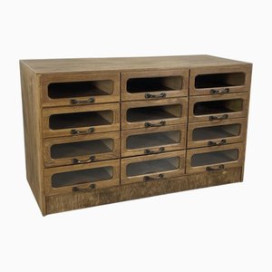 Mueble de mercería vintage de roble, años 30