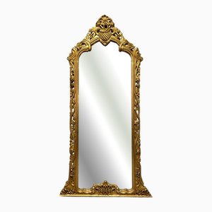 Grand Miroir Autoportant en Bois Doré