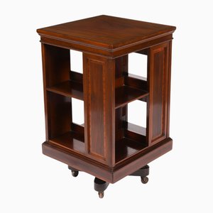 Librería giratoria antigua de caoba con incrustaciones, siglo XX