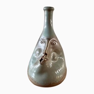 Glazed Stoneware Anthropomorphic Face Vase by Korukcu Adnan