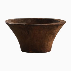 Large Mid-Century African Hand-Carved Wooden Bowl, 1950s