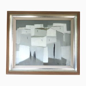 Whispering White Walls, Oil Painting, Framed