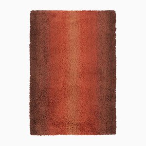 Vintage Swedish Brown and Rust Rya Rug