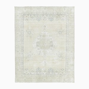 Vintage Tabriz Rug with Ivory and Light Blue Tonal Medallion