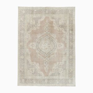 Vintage Tabriz Rug with Beige-Brown Medallion