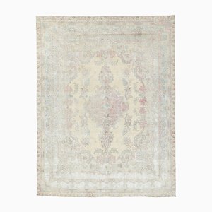 Vintage Cream Tabriz Rug with Blush Medallion