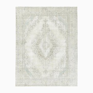 Vintage Tabriz Rug with Ivory and Sky Blue Ghost Medallion