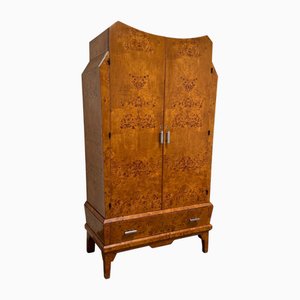 Art Deco Cubist Wardrobe in Briar Wood, 1940s