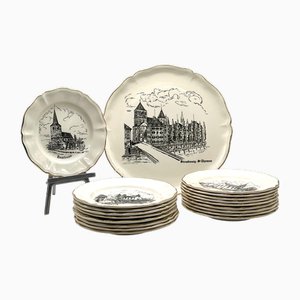 Straßburg & Umgebung Dekorative Teller von Sarreguemines, Frankreich, 1950er, 19