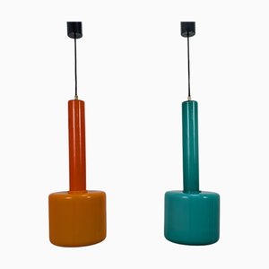 Colored Glass Lamps, 1970s, Set of 2