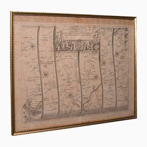 Carte Ancienne Cartographie de Londres à Hythe, Kent de John Ogilby, Angleterre, 1675