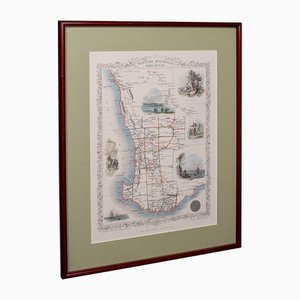 Vintage Kartografie Swan River Western Australia Karte mit Rahmen von John Tallis, 1990er