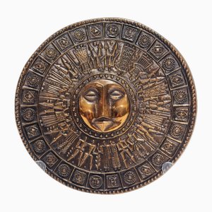 Piatto da parete brutalista in bronzo, anni '70