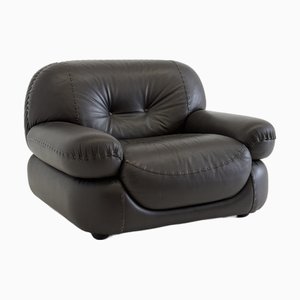 Dark Brown Leather Sapporo Armchair by Mario Marenco for Mobil Girgi, 1970s