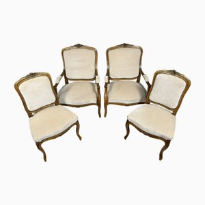 Louis XV Style Chairs in Molded and Carved Wood, 1900s, Set of 4