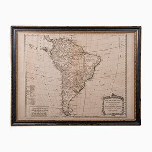 Antique Georgian English Cartography South America Map with Frame from De La Rochette, 1790s