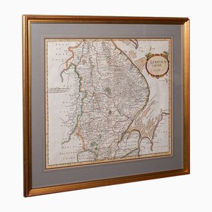 Carte Cartography Lincolnshire Antique Victorienne de Robert Morden, Angleterre, 1900s