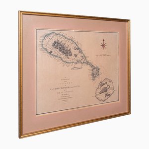 Antique Georgian English Cartography St Christopher & Nevis Map, 1780s