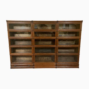 Libreria a tre moduli in quercia di Globe Wernicke, inizio XIX secolo, set di 3