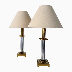 Lampade da tavolo neoclassiche in metallo, Francia, anni '70, set di 2