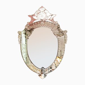 Large Venetian Mirror with Crest, 1940s-1950s