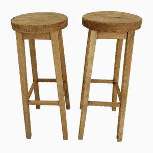 Oak Bar Stools, 1940s, Set of 2