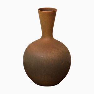 Swedish Hare's Fur Glazed Ceramic Bottle Vase by Sven Wejsfelt for Gustavsberg Studio, 1980