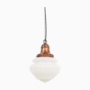 Antique Moonstone Glass Pharmacy Pendant Light from GEC, 1920s