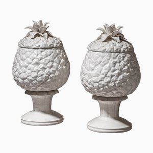 Vases Ananas à Couvercle en Porcelaine, 20ème Siècle, Set de 2