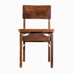 Tan Pitch Pine Cube Dining Chair, 1950s