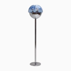 Chrome and Blue Murano Glass Floor Lamp, 1970s