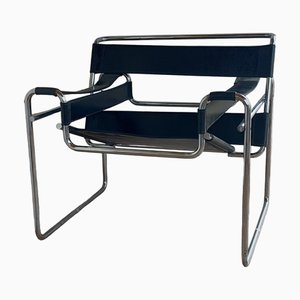 Silla Wassily Bauhaus italiana Mid-Century atribuida a Marcel Breuer para Gavina, años 60