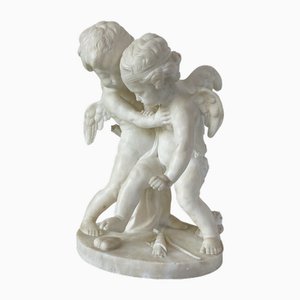 Eros e Anteros, scultura in alabastro, 1890-1910
