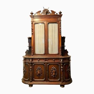 Bibliothèque Demi-Lune Style Renaissance en Noyer, 1850s