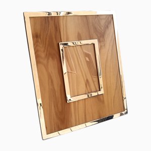 Cornice per foto in legno e metallo cromato, anni '70