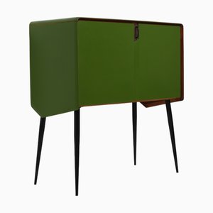 Credenza in legno laccato verde con interni in quercia e gambe nere, Italia, anni '50