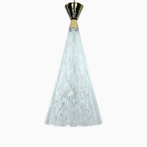 Große Italienische Hängelampe aus Muranoglas & Messing von Angelo Brotto für Esperia, 1970er